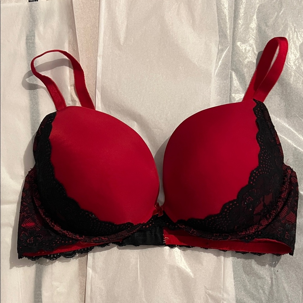 Torrid Red and Black Lace Bra